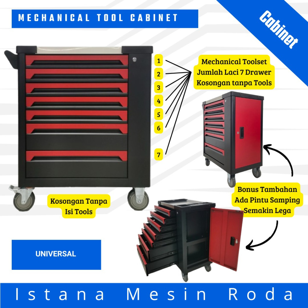 Cabinet Trolley 7 Drawer / lemari cabinet 7 drawer bonus 1 tanpa isi tools / rak lemari toolset