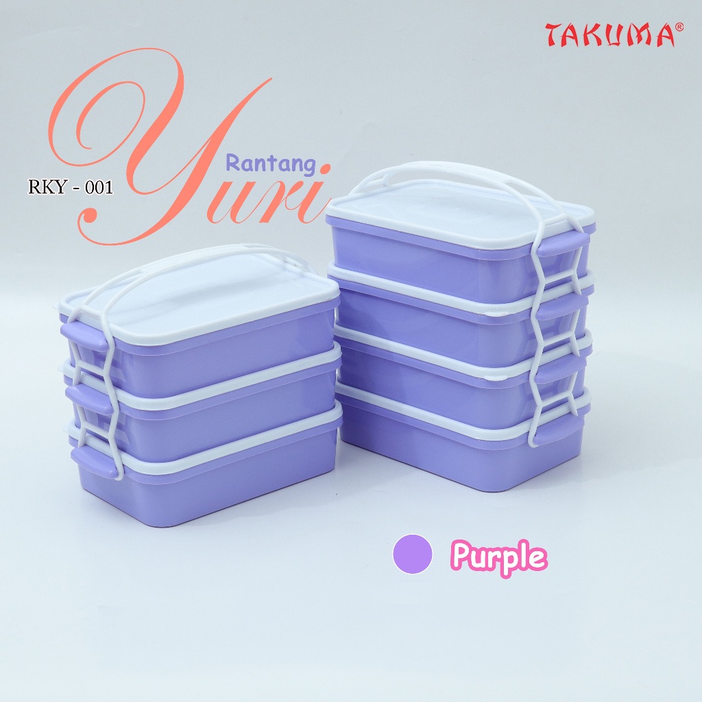 big promo rantang susun yuri - takuma plastik warna ungu pink biru hijau untuk lauk