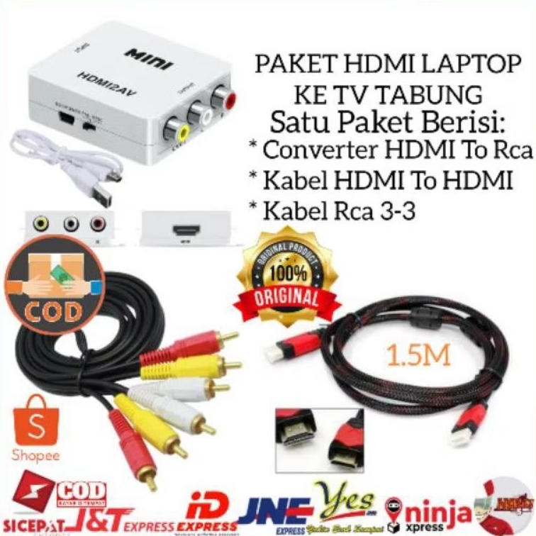[COD] PAKET HDMI TO AV RCA CONVERTER HDMI2AV KABEL HDMI TO HDMI