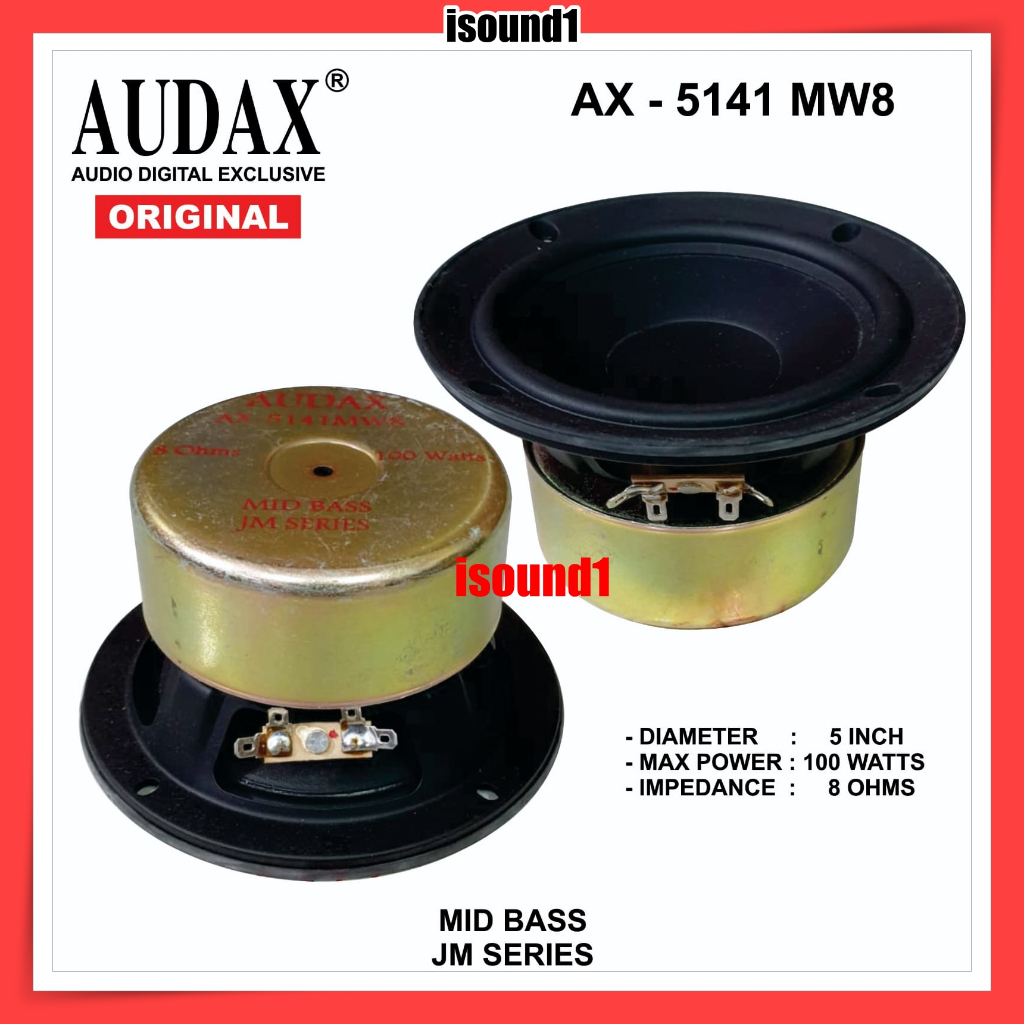 SPEAKER AUDAX AX 5141 MW8 MID BASS 100 WATT 5 INCH AX 5141 ORIGINAL AUDAX INDONESIA