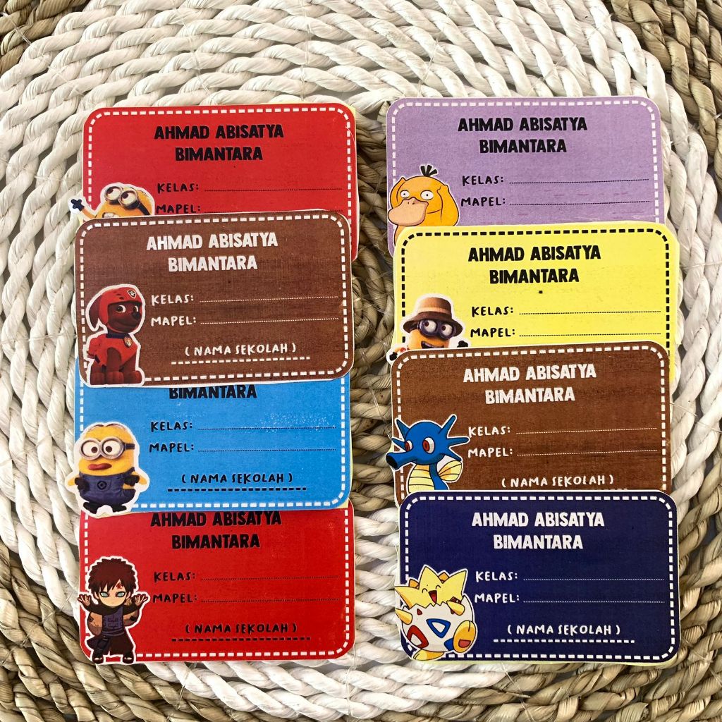 

STIKER LABEL NAMA KARAKTER ISI 40Pcs / LABEL NAMA PELAJARAN ANAK KARAKTER