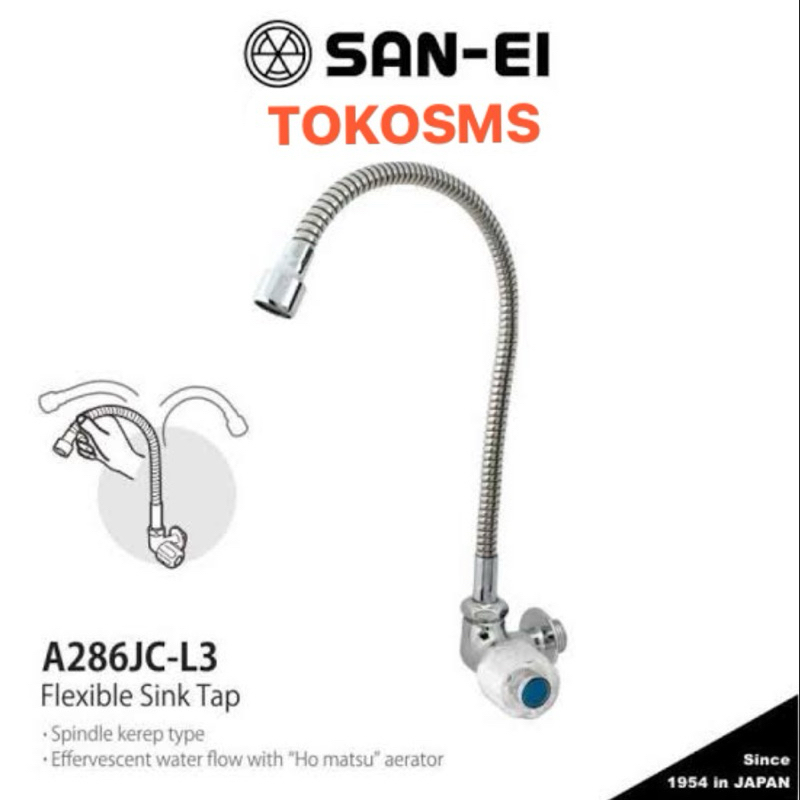 kran air cuci piring kitchen sink san ei A286JC-L3 FLEKSIBEL model SANEI PA286JC-L3 spindle kerep ke