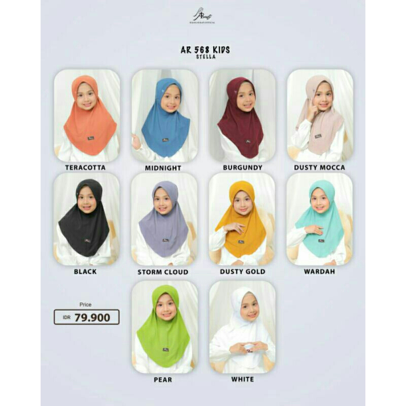 AR 568 kids by Hijab Arrafi || Hijab anak bergo tali belakang || Hijab anak instan