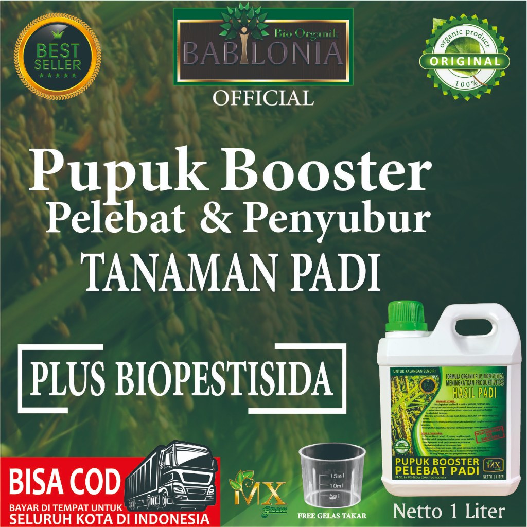 Booster Pupuk Organik Cair Penyubur dan Pelebat PADI 1 Liter / Pupuk Booster PADI