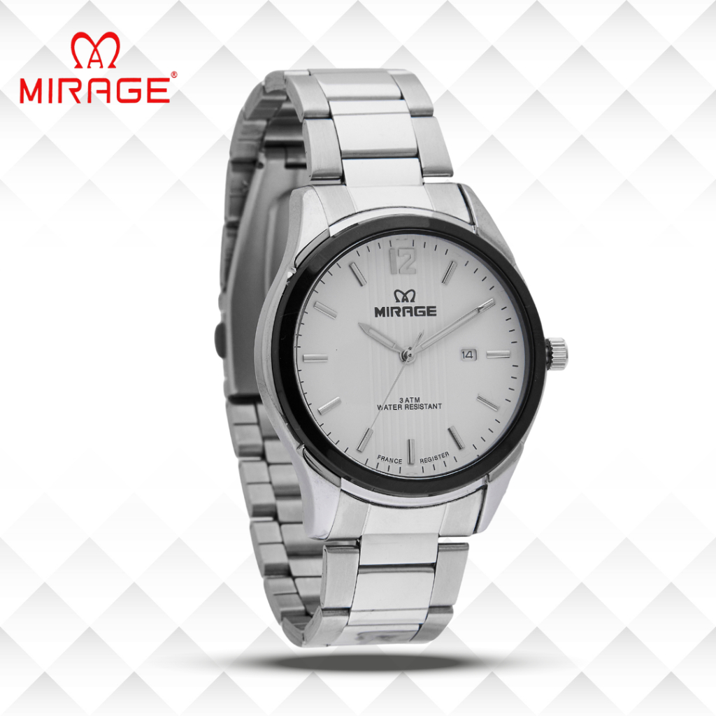 Mirage Jam Tangan Pria Analog 7570 M Silver Original Stainless