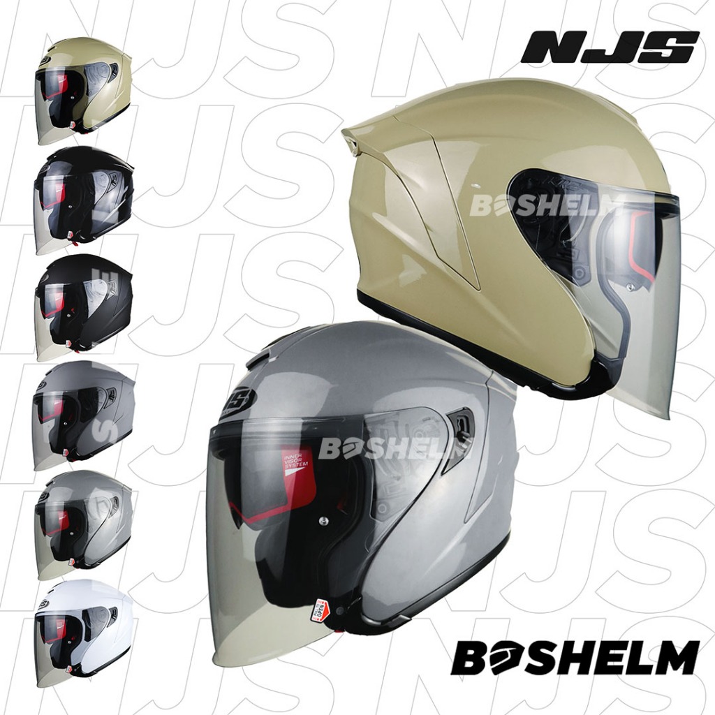 BOSHELM Helm NJS KAIROZ SOLID Double Visor Helm Half Face SNI