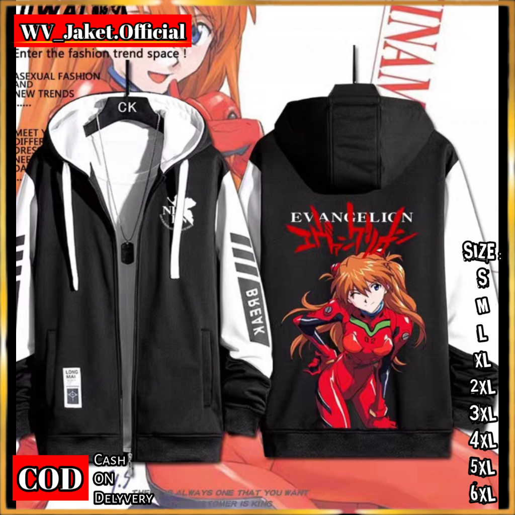 WareVisible Jacket Hoodie ZIPPER EVANGELION Oversize Korean Style Unisex Premium FLEECE