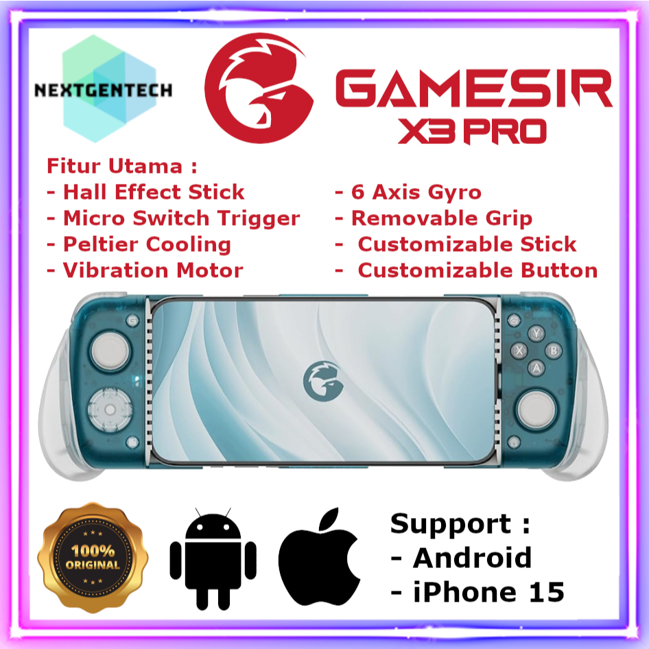 Gamesir X3 Pro Type C Mobile Controller Gamepad Peltier Cooling Fan Hall Effect Android iPhone 15