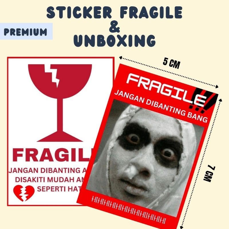 

STICKER STIKER FRAGILE / UNBOXING , STICKER HANTU, STICKER MONYET FRAGILE