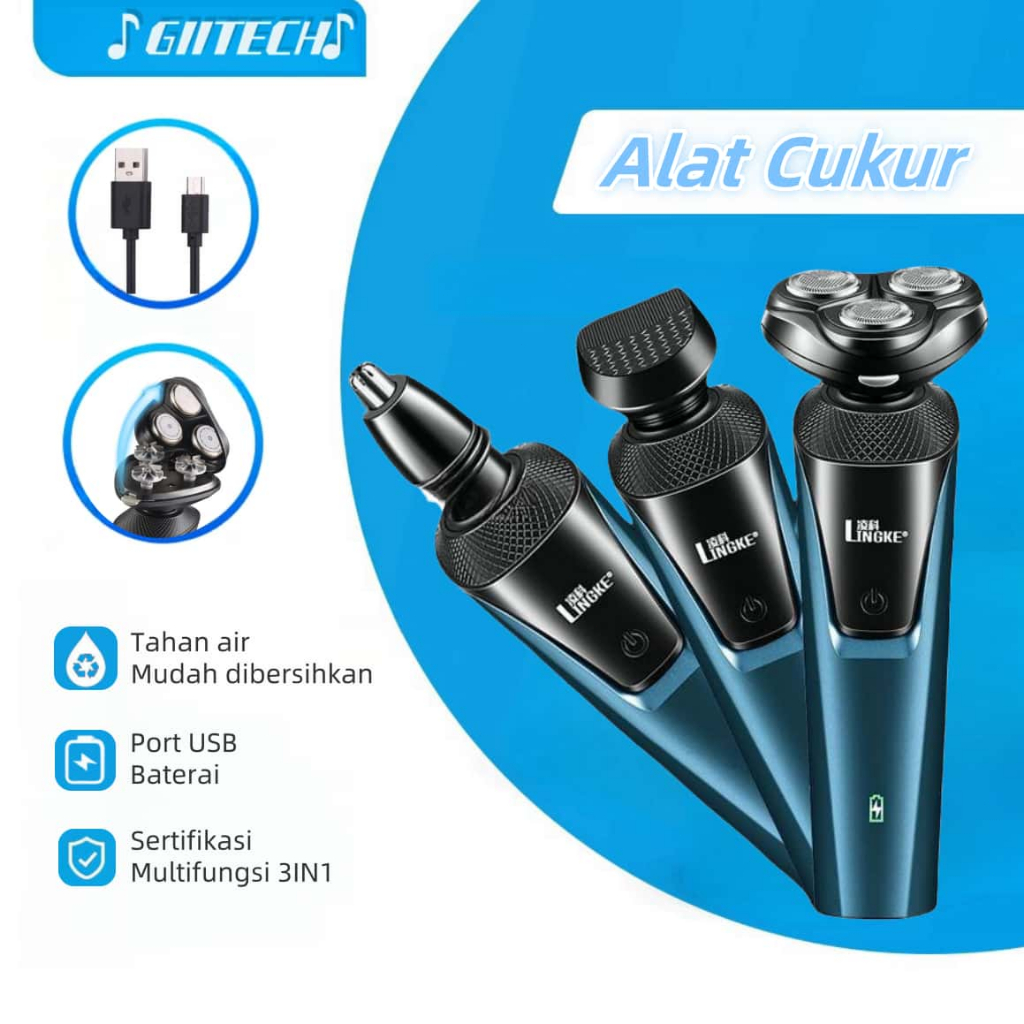 ♪alat cukur jenggot  Alat cukur rambut elektrik shaver listrik Hitam&Biru Pisau Cukur Jenggot Listri