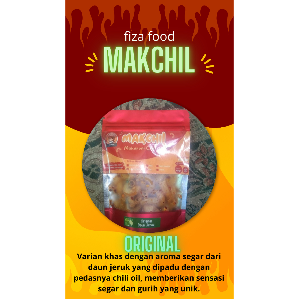 

Makaroni Chili Oil 40 gram Original pedas daun jeruk