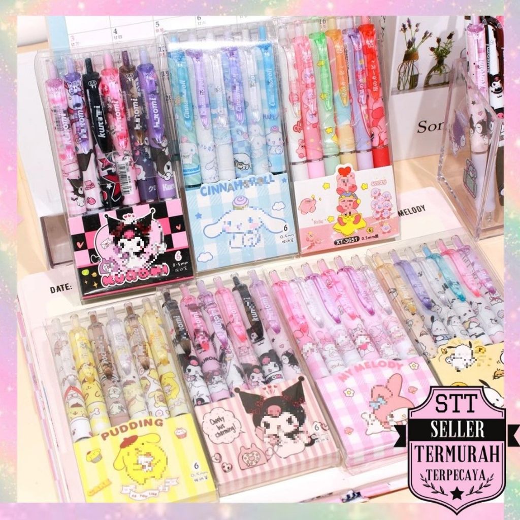 

STT Pulpen Mekanik 0.5mm Set Isi 6 Pcs Motif Kartun Series Set Pena Gel 0.5mm Karakter Lucu Pulpen Gel 6IN1 Warna Hitam Bolpoint Tinta Gel Cair 6 Pcs Journaling Pen Alat Tulis
