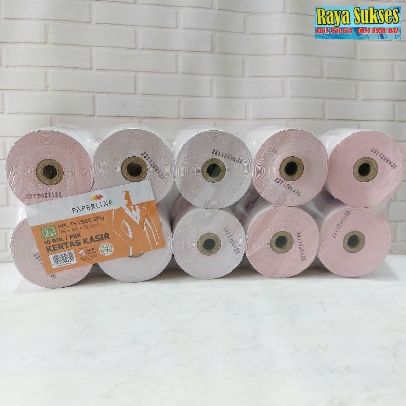 

Kertas Kasir Paperline 75×65×12mm 2PLY (10 Roll)/Kertas Kasir Paperline