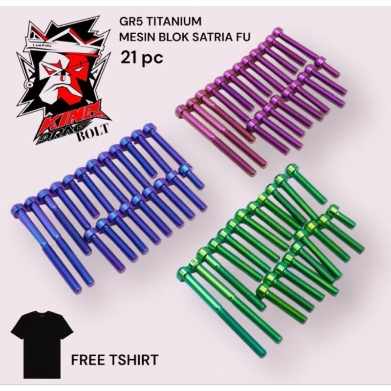 Baut TITANIUM Baut Blok Mesin CVT Satria Fu full set Original Thailand