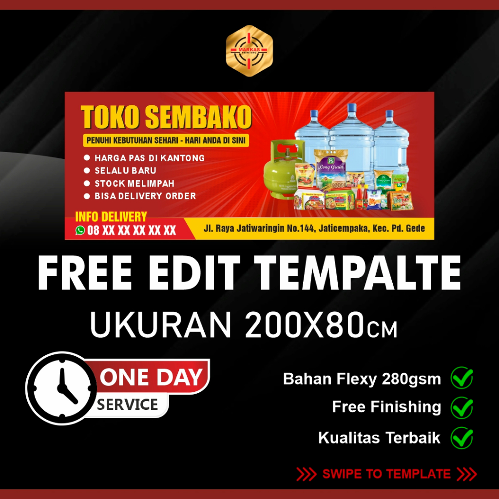[ 200x80 ] Spanduk Warung Sembako Print Banner Warung Sembako