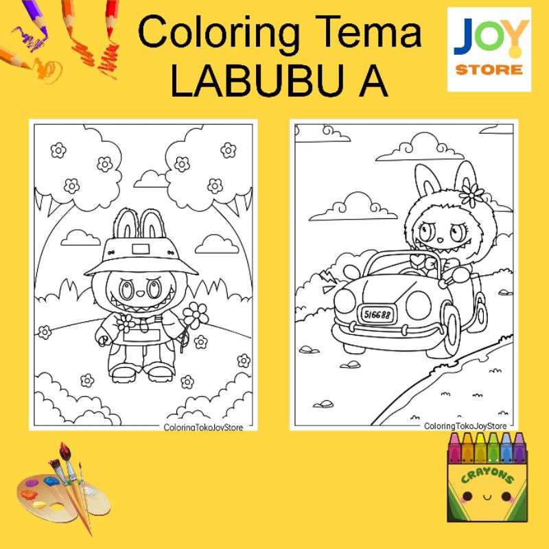 

Kertas Gambar Mewarnai ukuran A4 dan A5 150 gsm - Coloring Paper Tema LABUBU A Toko Joy Store