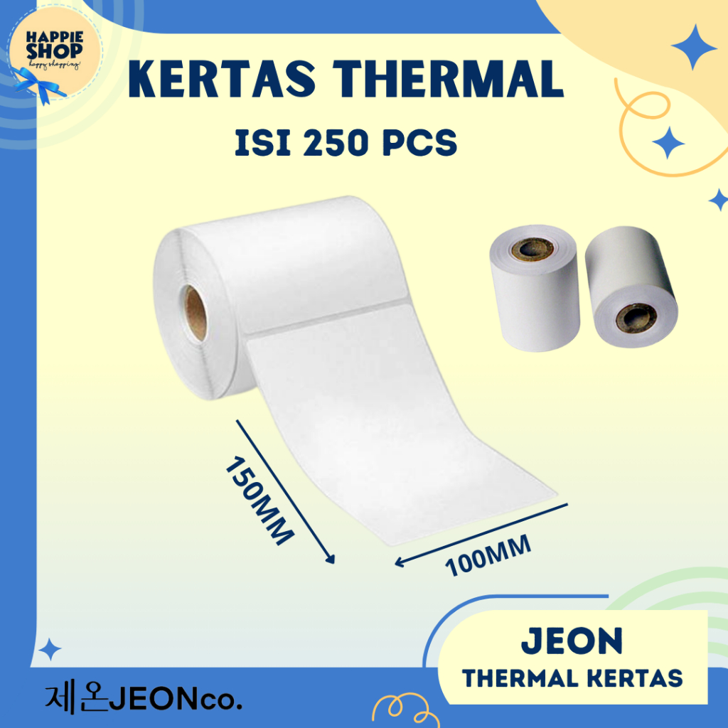 

(LEBIH TEBAL) KERTAS THERMAL LABEL 100x150 Isi 250pc Paper Roll Printer Praktis