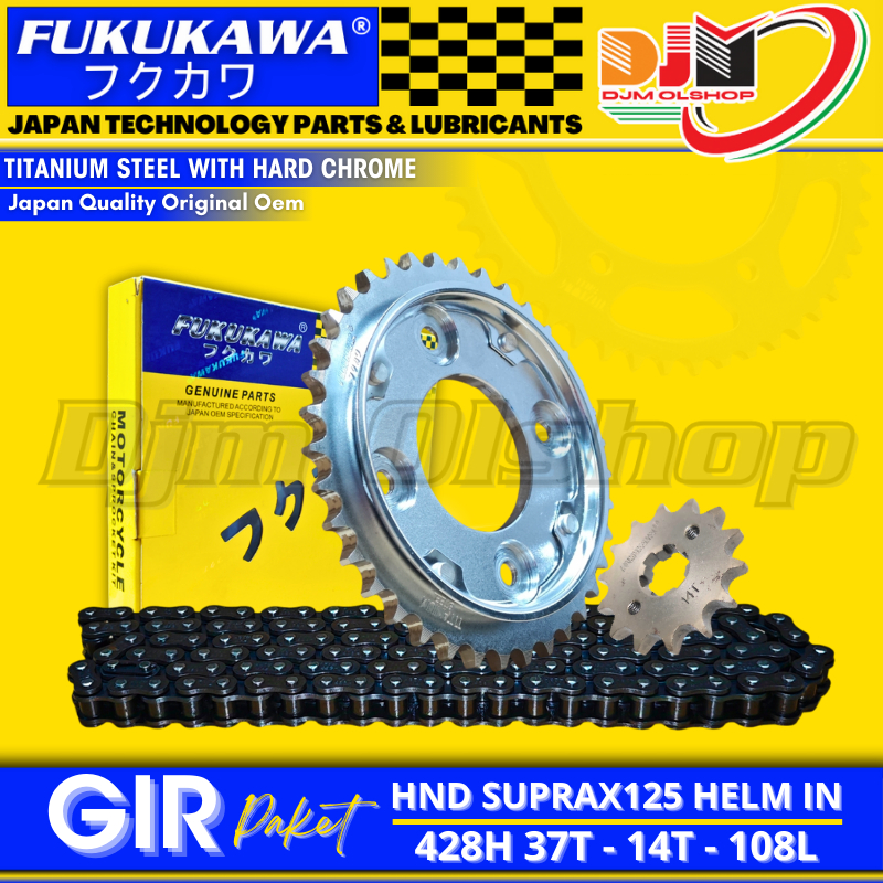 Gear Set Supra X125 Helm In Rantai 428H-108L-37T-14T FUKUKAWA
