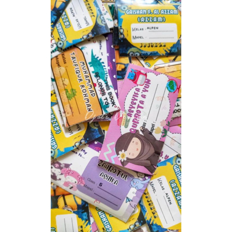 40 BIJI - Stiker Custom Nama - Stiker Label Nama Karakter - Label Nama Buku Sekolah