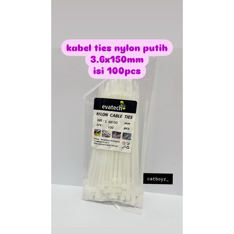 

kabel ties nylon putih 3.6x150mm isi 100pcs