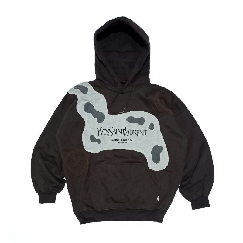 Rework Hoodie Ysl Yves Saint Laurent Brown