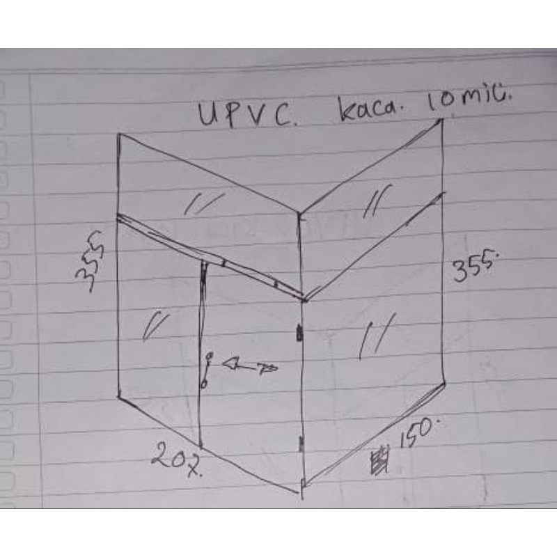 Partisi UPVC putih dengan 1 pintu sliding