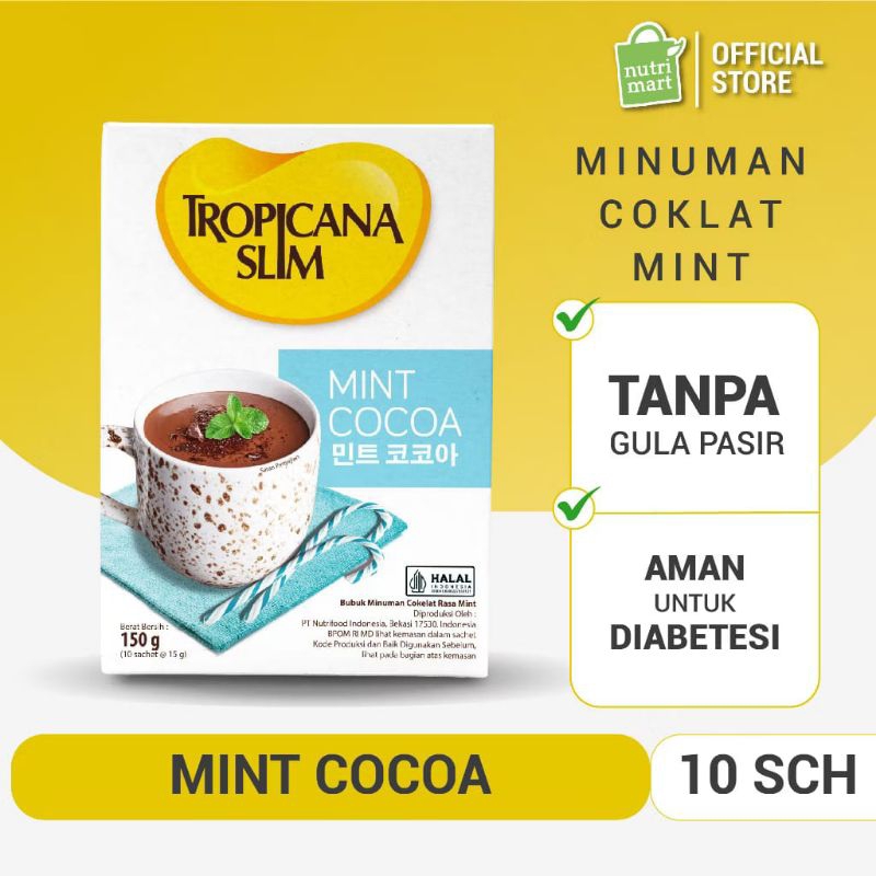 

Tropicana Slim Mint Cocoa 150g (10 Sachet @15g) Minuman Cokelat Mint Nikmat Tanpa Gula Pasir
