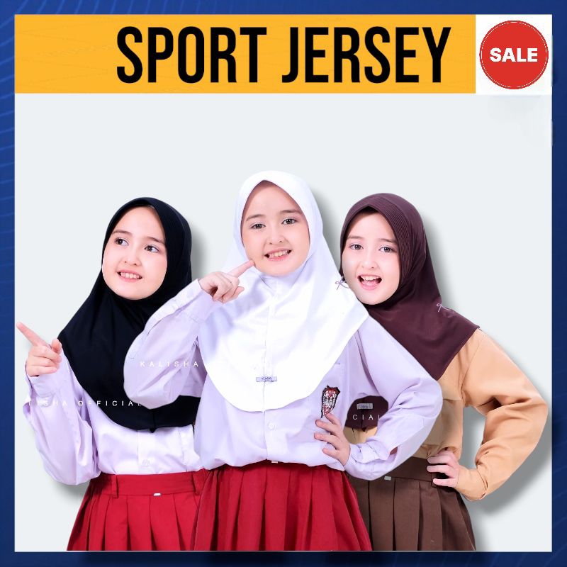 Kerudung Jilbab Sport Bergo Bahan Jersey Sekolah Pramuka Anak SD SMP SMA Instan