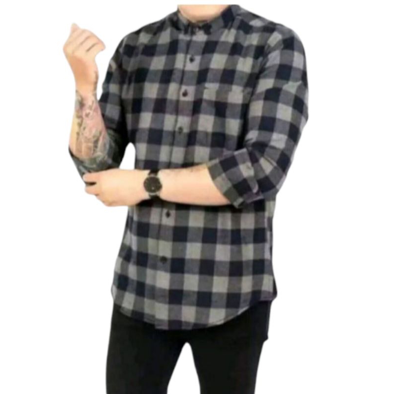 Kemeja Flanel Pria Lengan Panjang Jumbo Motif Kotak Kotak Unisex XXL XXXL Distro Casual Formal Style