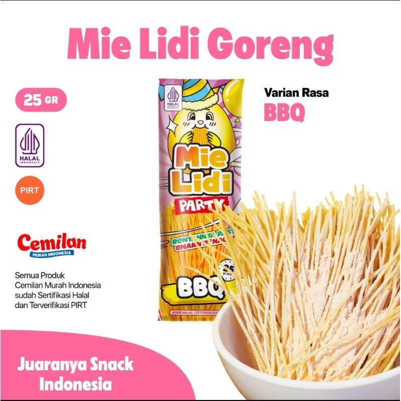 

Mie Lidi Goreng rasa Barbeque 25gr - Snack CMI