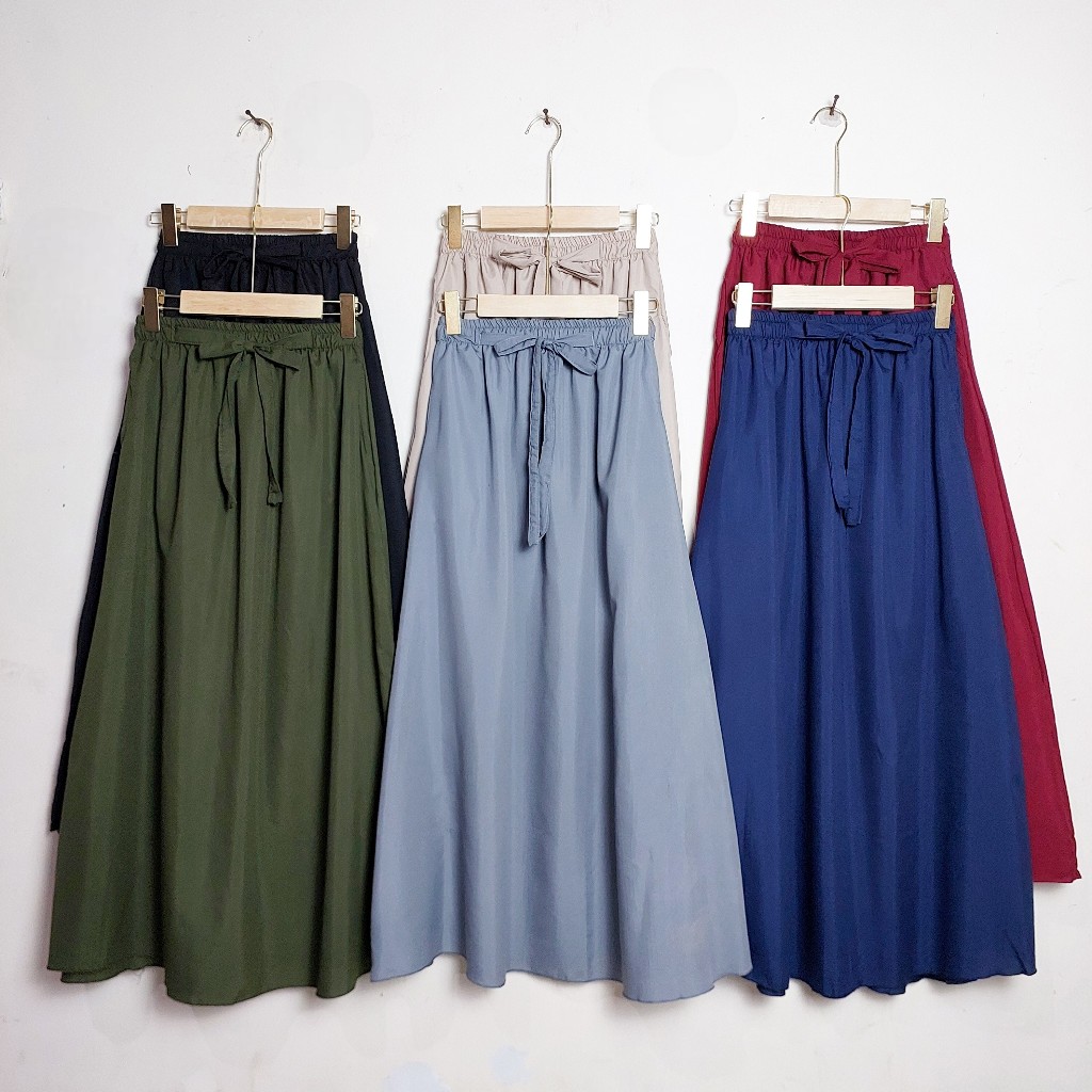 Paket Bundling Rok Katun Polos A-line Maxi Skirt Random