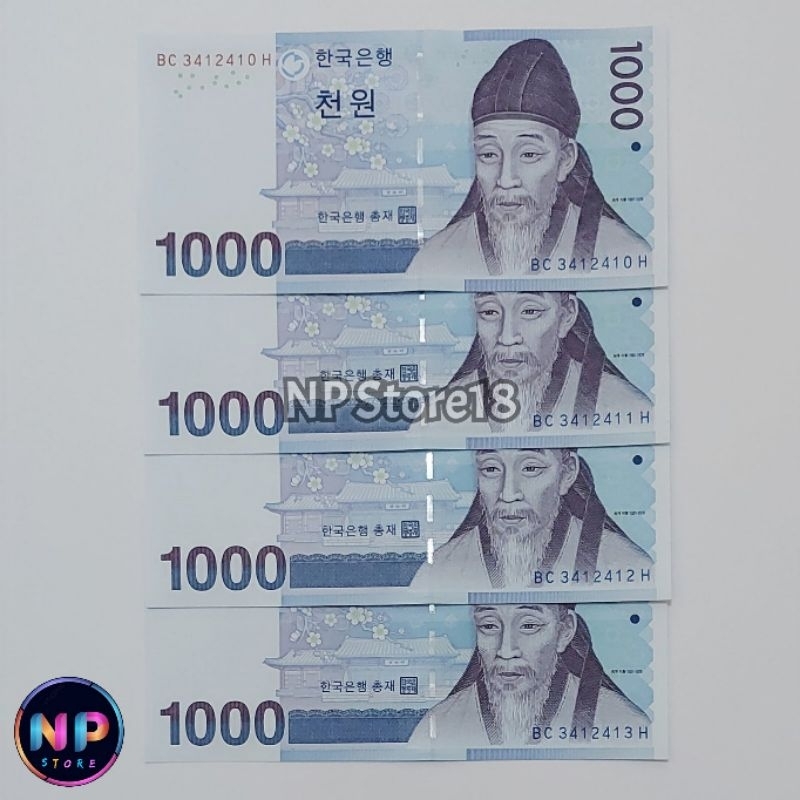 Souvenir Uang Asing Kuno Korea Selatan 1000 Won