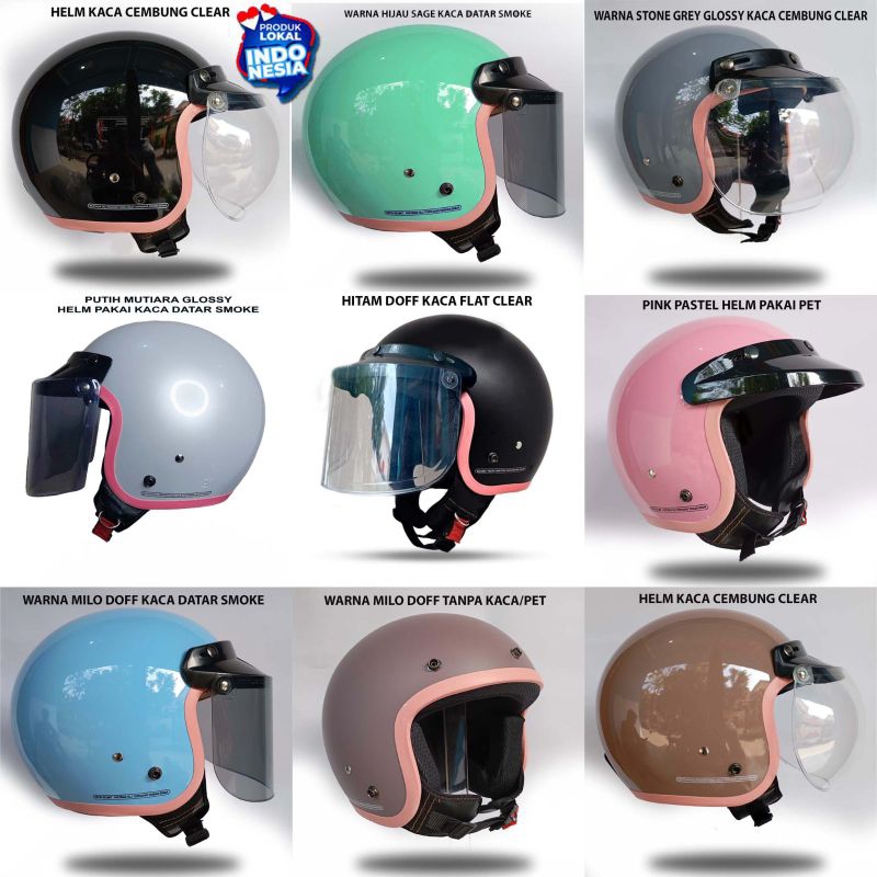 Helm WANITA DEWASA Bogo SOLID Hijabers List Pink Full Leher Bagus Murah Berkualitas Sudah SNI
