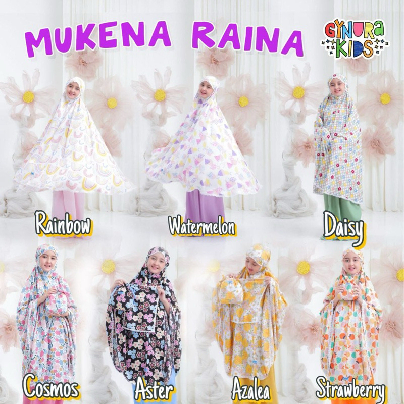 MK Raina Setelan Mukena Anak dan Dewasa set Tas dan Sajadah Muka by Gynura Kids