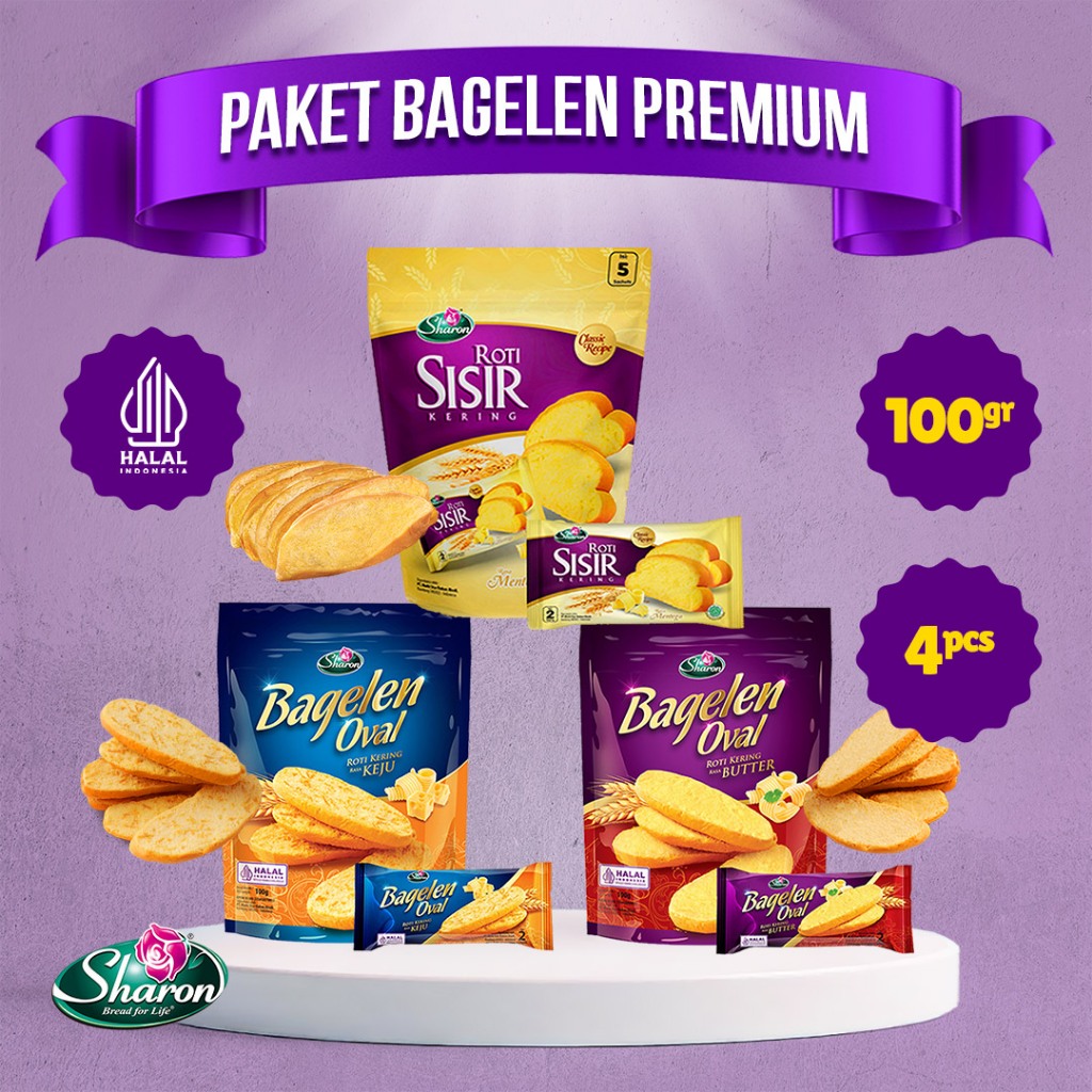 

( PAKET ) Roti Kering Bagelen Sisir Oval Sharon Bakery 100gr