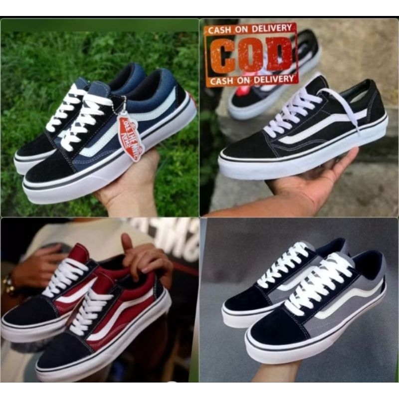 sepatu pria vans / sepatu vans old skool / old skool maroon hitam