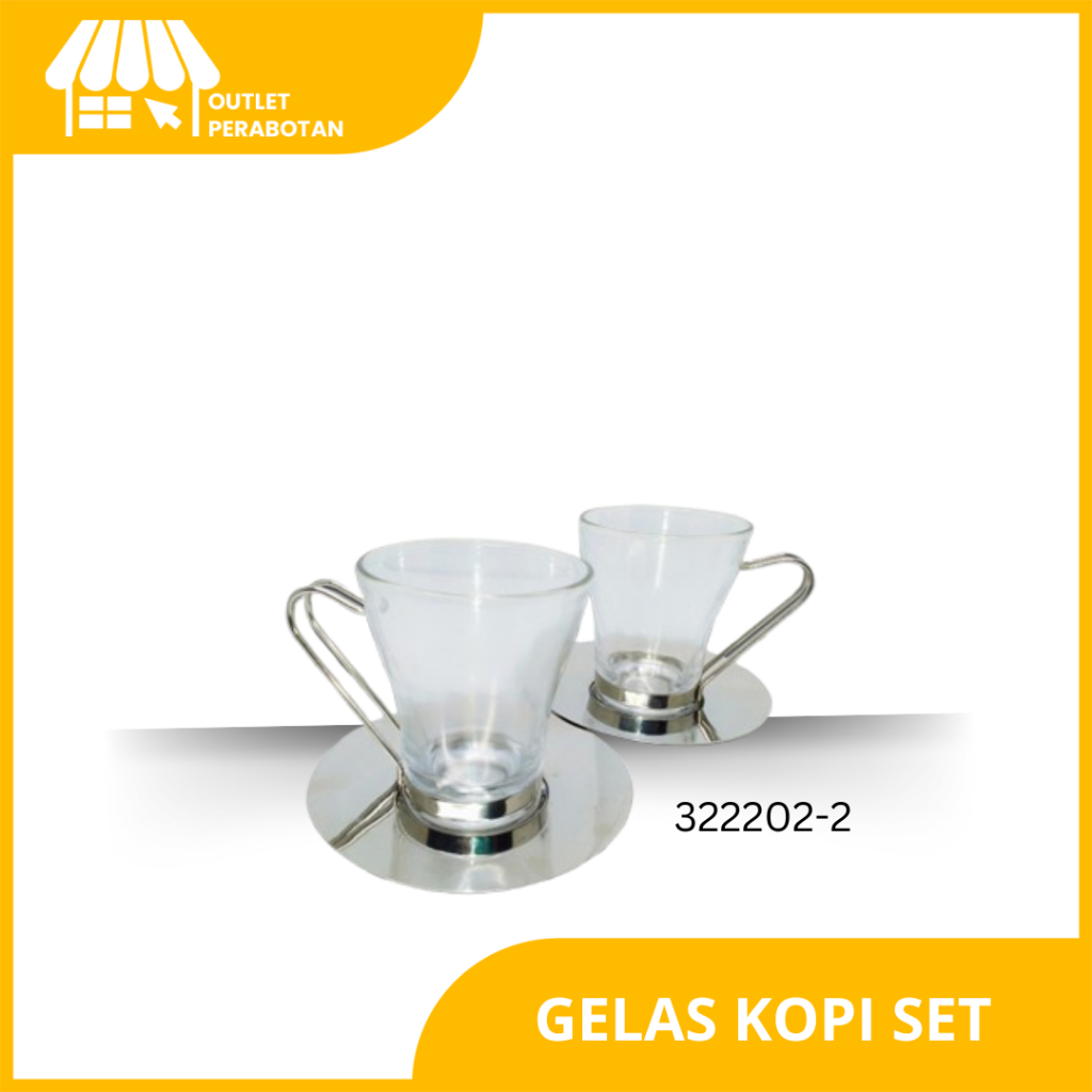 Gelas kopi set tatakan dan gagang stainles - 322202-2