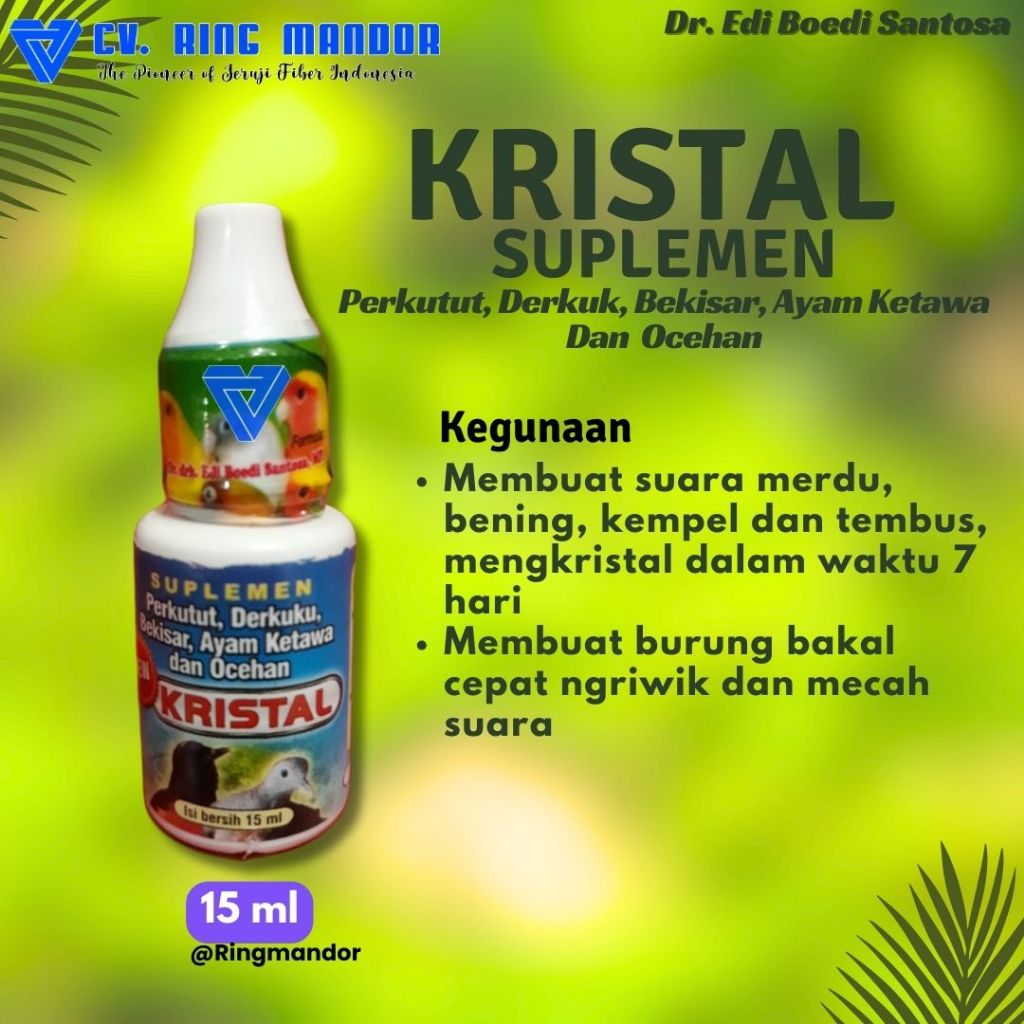 kristal drh edi suplemen burung kicauan CRYSTAL DR EDHI EDI DOPING VITAMIN OBAT SEMUA BURUNG KICAU M