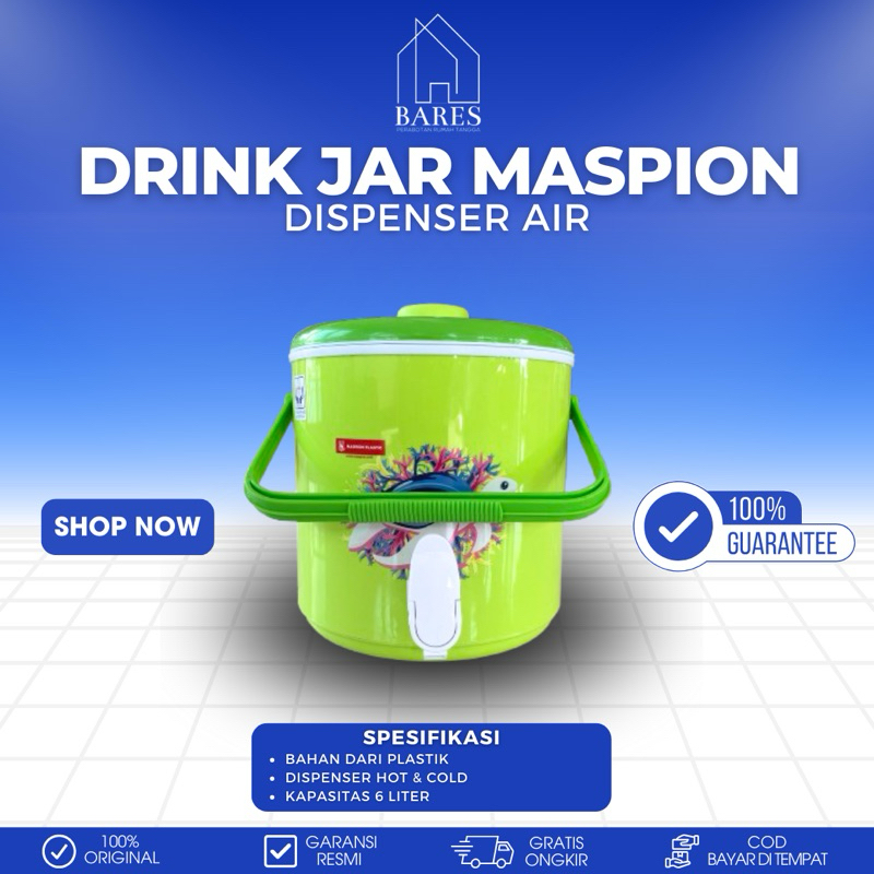 Maspion Tempat Air Minum Panas dan Dingin 6 Liter Drink Jar Plastik Dispenser Air