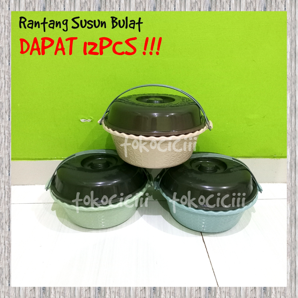 12PCS Rantang susun bulat rantang hajatan besar rantang plastik rantang piknik souvenir berkatan sel