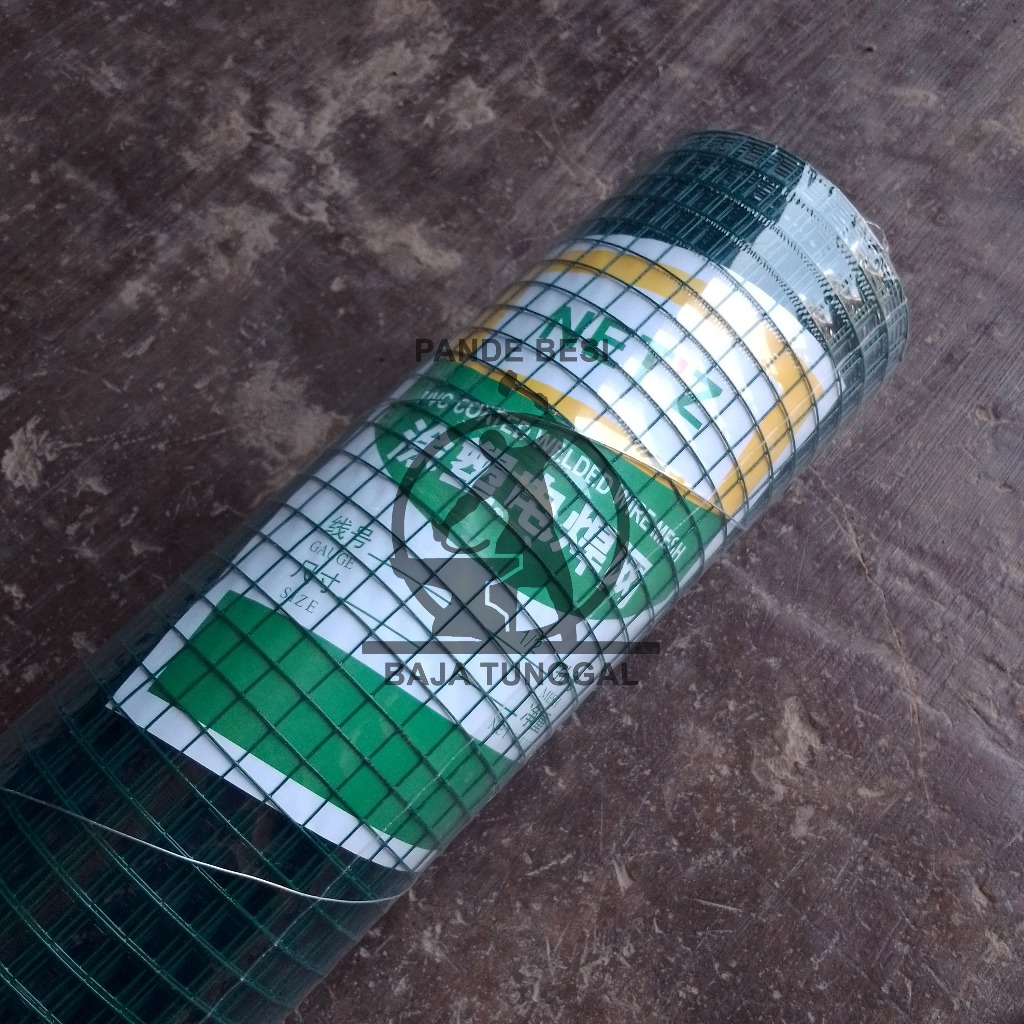 Kawat Ram Loket PVC Hijau Ayakan Kandang 1/4 1/2 3/4 1 Roll Per Roll 10m