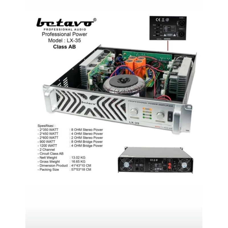Power profesional Betavo LX-35 class AB Original garansi