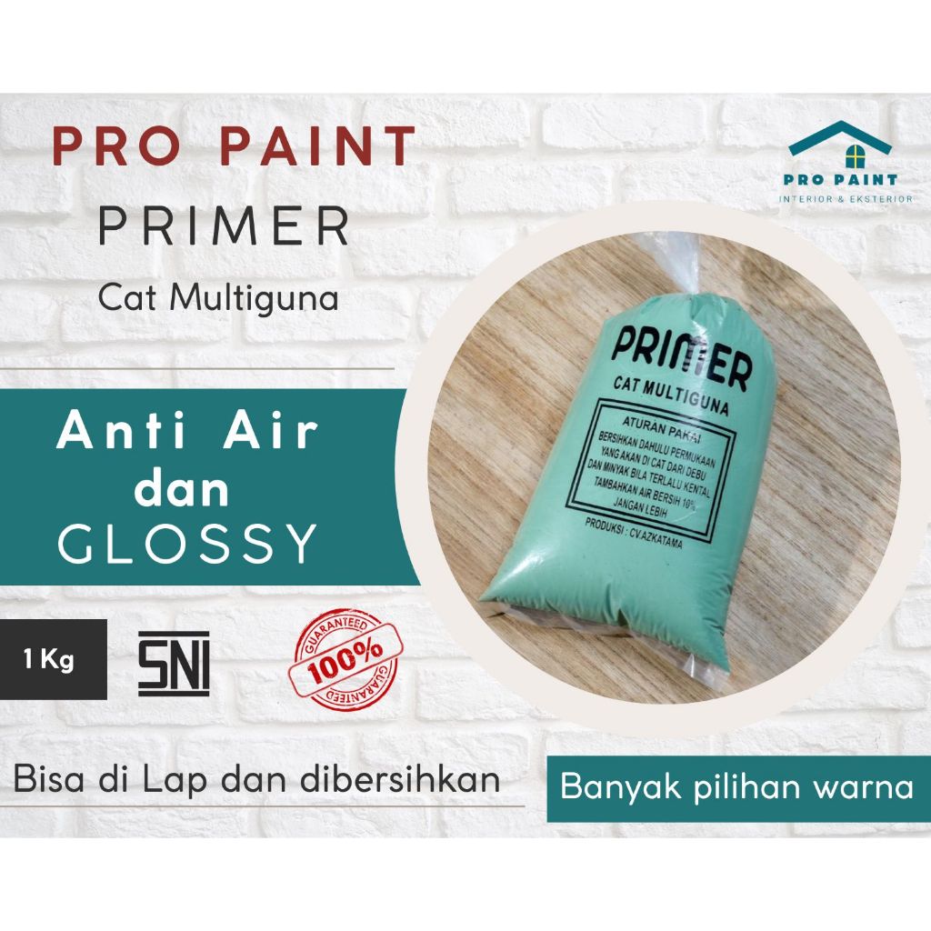 PRO PAINT Cat Tembok R umah Kiloan Primer Glossy Mengkilap dan Anti Air 1 Kg