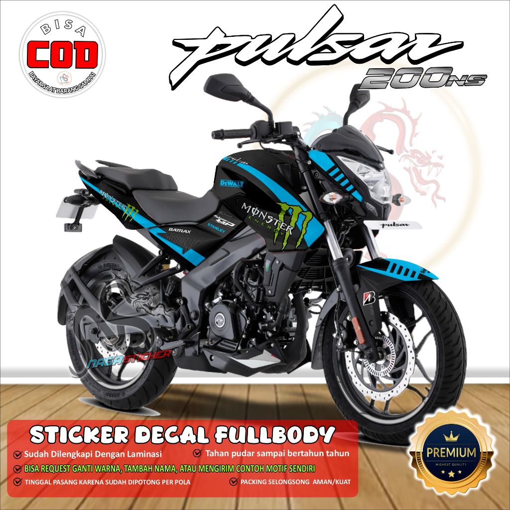 COD | Decal Sticker Striping Motor FullBody Pulsar NS200 Variasi MONS TECH 3 NS1006 Design Custom