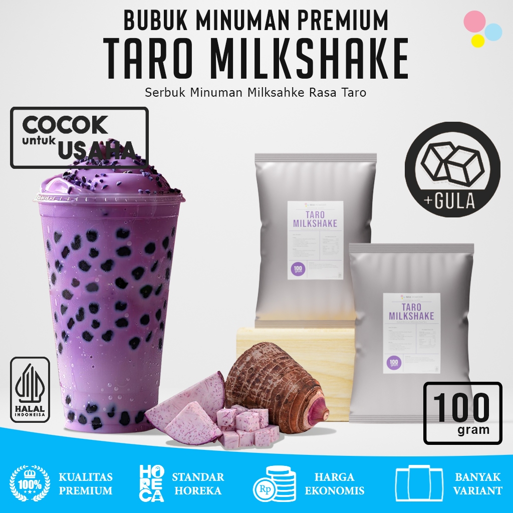 

Mix Powder Taro Milkshake Bubuk Minuman Premium Taro Based Milk Shake Instan Drink Kemasan 100 Gram