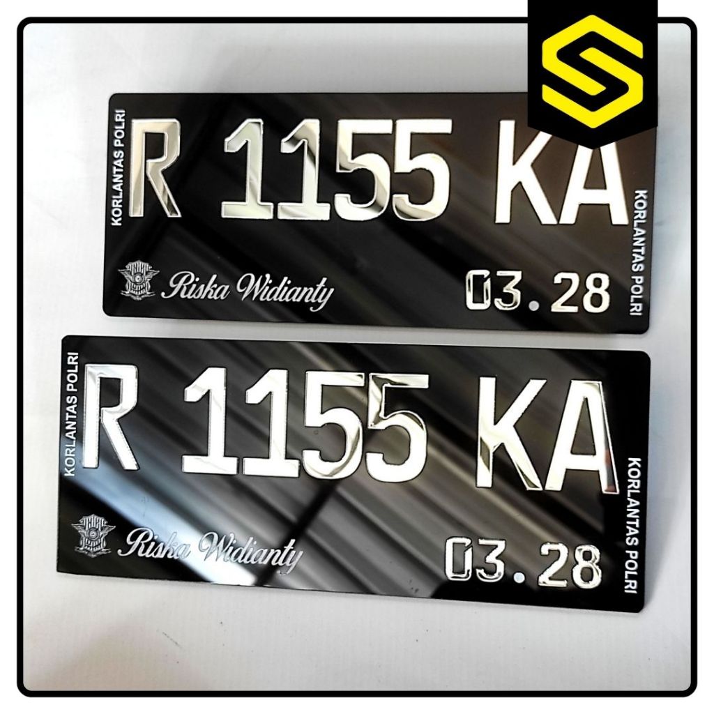 Plat Nomor Hitam Timbul Crome Sepeda Motor Baut Universal