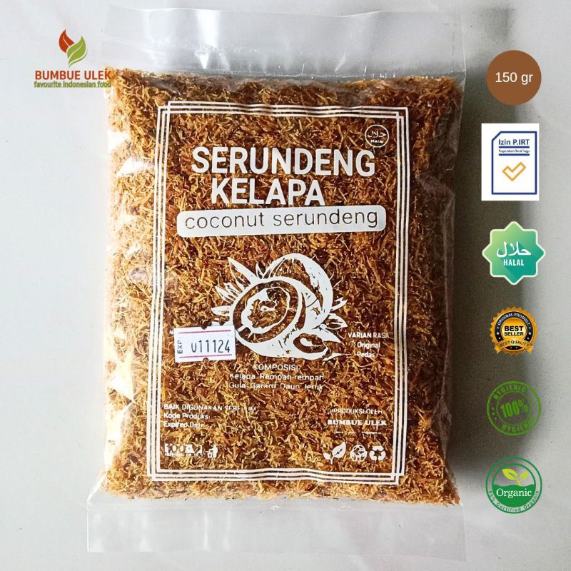 

SERUNDENG KELAPA SRUNDENG GURIH MANIS KHAS JAWA TIMUR TANPA PENGAWET HALAL ORIGINAL 150 GRAM