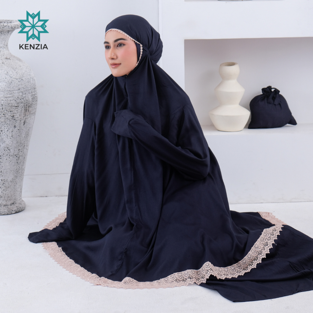 KENZIA - Mukena Dewasa Haji dan Umroh Renda Polos Jumbo Rayon Alina Series