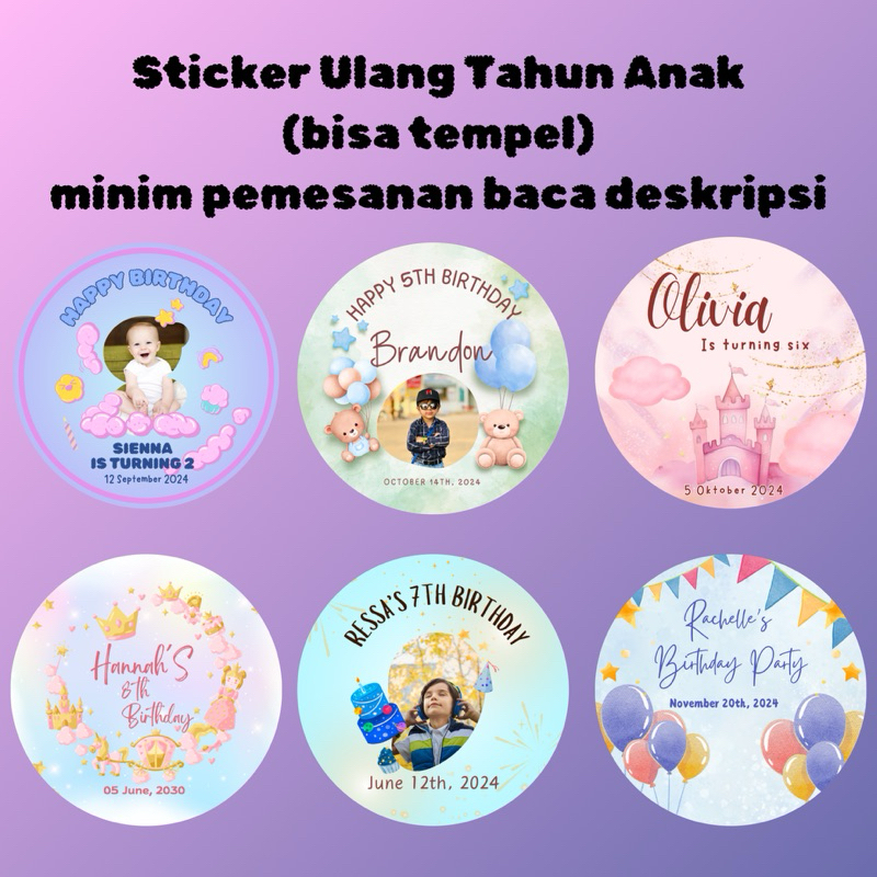 

(LINGKARAN) STICKER ULANG TAHUN ANAK / BISA TEMPEL / STICKER ULTAH ANAK / BIRTHDAY STICKER