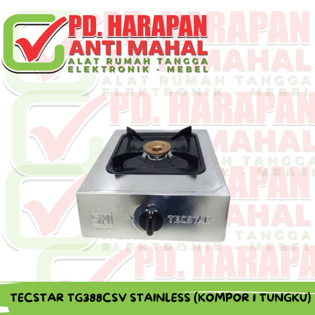 TECSTAR TG388CSV STAINLESS (KOMPOR 1 TUNGKU)/TECSTAR TG688CSJ STAINLESS (KOMPOR 2 TUNGKU)